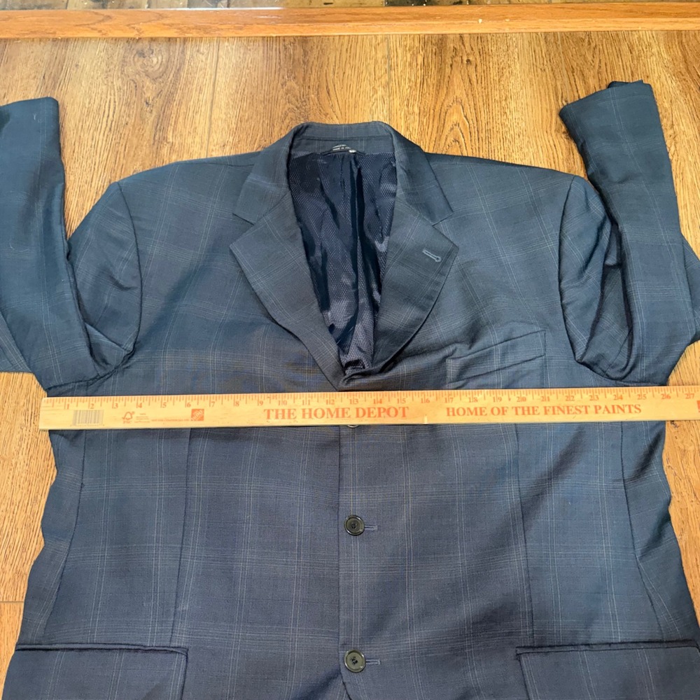 Zanetti Mens 52R Blue Plaid Blazer Angelico Super 130s Wool Sport Coat Italy - Picture 9 of 11